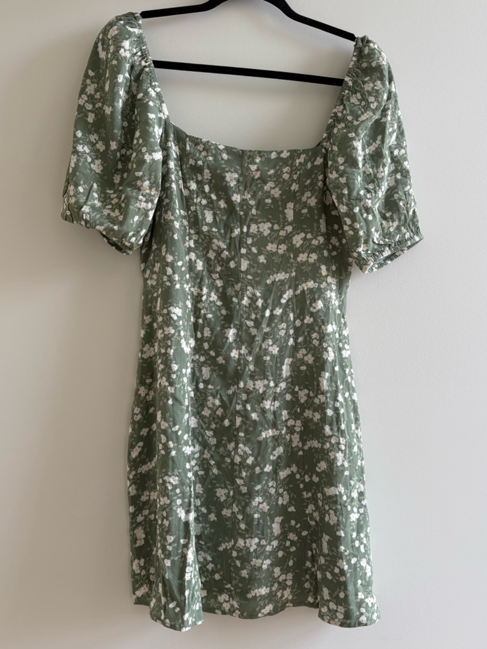 & other stories Green Floral Puff-Sleeve Mini Dress
